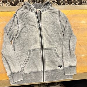 Roxy Gray Zip Hoodie Jacket Size Large Graphic Back Surf Skate